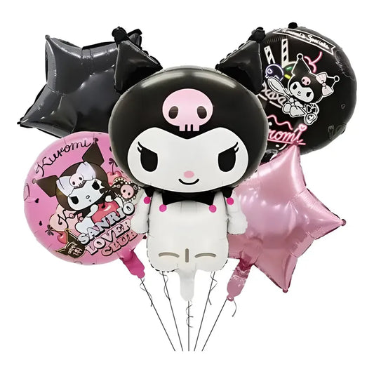 Set De Globos Metalizados Kuromi (5 Unidades) Negro