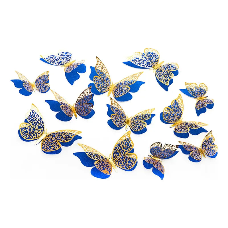 Set 12 Deco Mariposas Decorativas 3d Adhesivas Azul