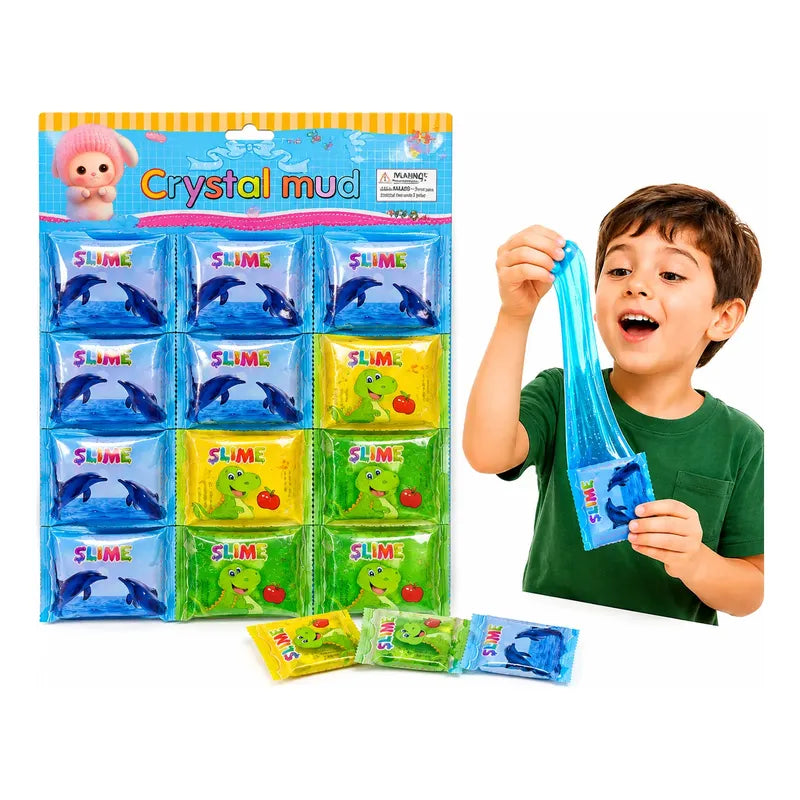 Pack 12 Slime Cristal Juguete Masa Sensorial Para Niños