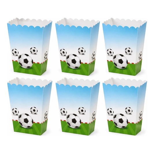 Cajas Para Cabritas Fútbol Fiesta Pack 6 Unidades Celeste