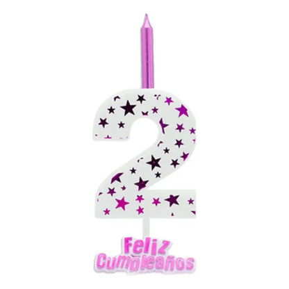 Vela De Cumpleaños De Estrella Rosada 13 Cm