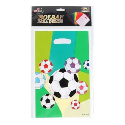 Pack 10 Bolsas Dulceras Futbol Plasticas Multicolor Fútbol