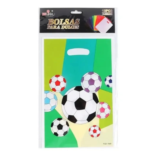Pack 10 Bolsas Dulceras Futbol Plasticas Multicolor Fútbol