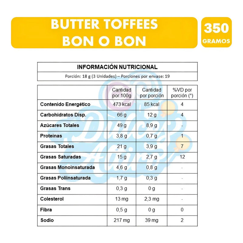 Caramelo Butter Toffes Bon O Bon - Bolsa Con 57 Unid Aprox