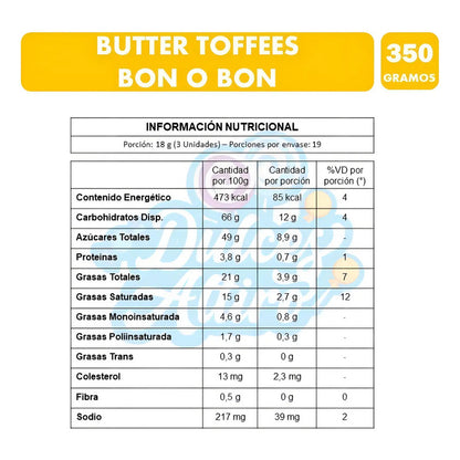 Caramelo Butter Toffes Bon O Bon - Bolsa Con 57 Unid Aprox