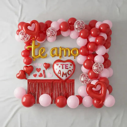 Kit Decoración Te Amo Con Globos Para Aniversario Y Enamorad