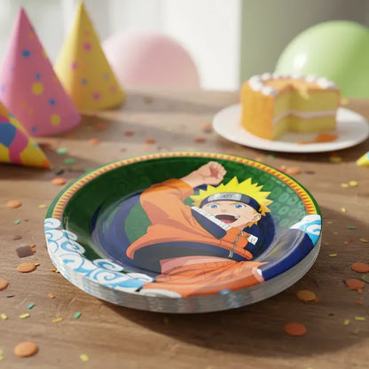 Pack 6 Platos De Cumpleaños Diseño Naruto Cotillón Naranja