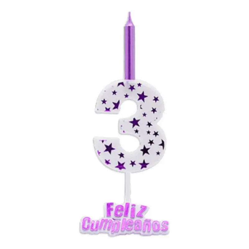 Vela De Cumpleaños De Estrella Rosada 13 Cm
