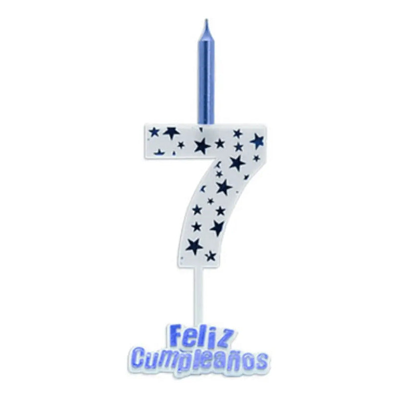 Vela De Cumpleaños Numero Estrella Azul
