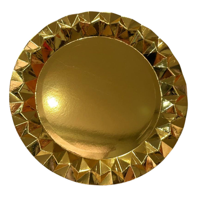 Platos De Torta De Cartón Metalizados 18 Cm Color X 6 Unidad