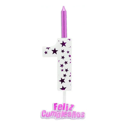Vela De Cumpleaños De Estrella Rosada 13 Cm