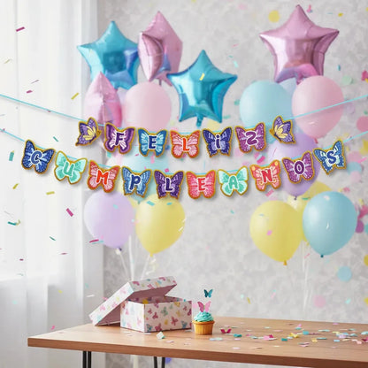 Guirnalda Feliz Cumpleaños Con Diseño De Mariposas Surtido