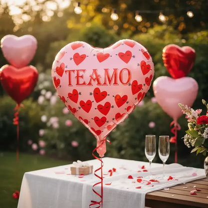Pack 2 Globo Metálico Corazón Te Amo Rosado Decoración Amor Rojo