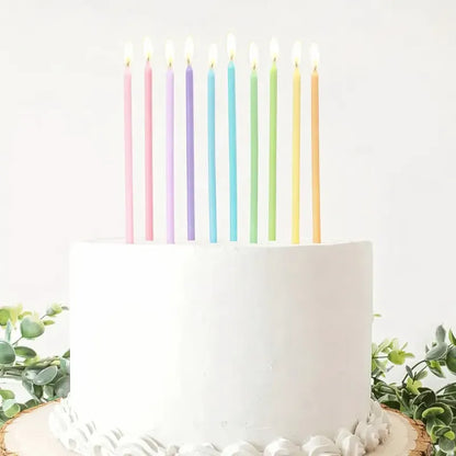 Set 10 Velas Largas Colores Pasteles De Cumpleaños
