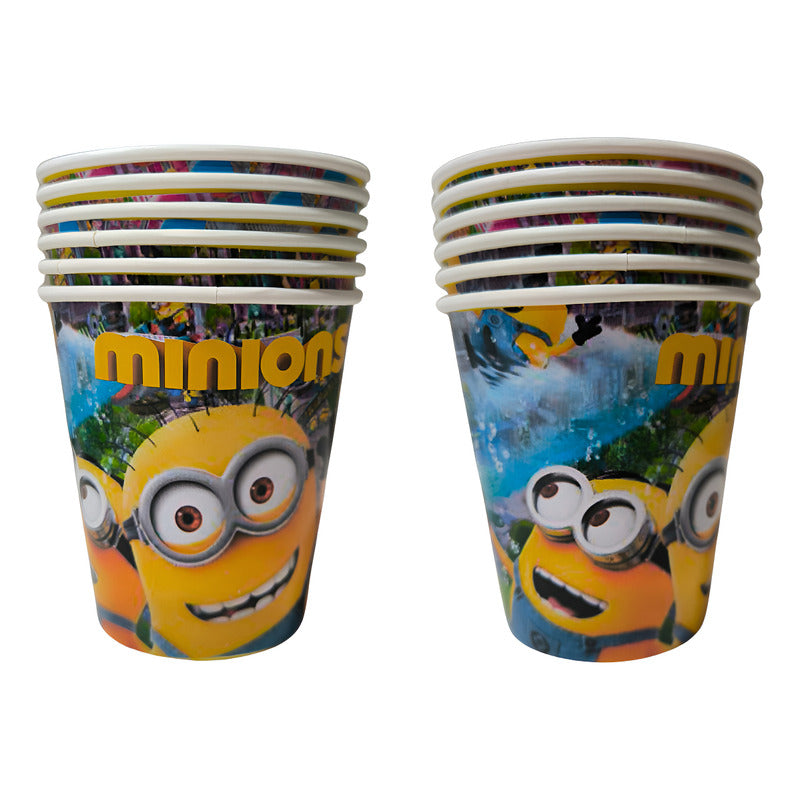 Pack 6 Vasos Cumpleaños Minions Amarillo