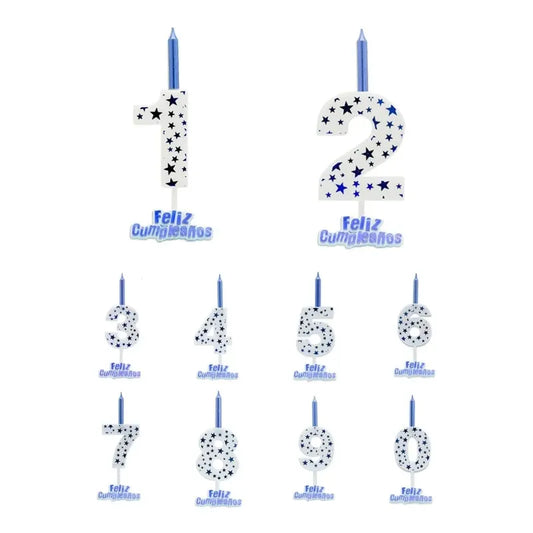 Vela De Cumpleaños Numero Estrella Azul