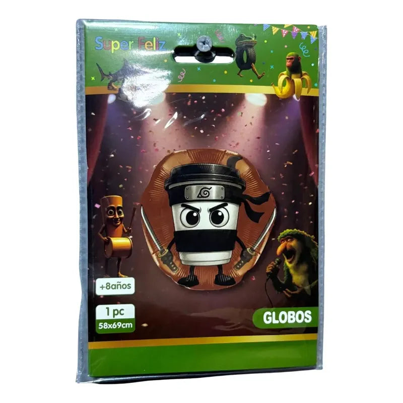 Set 4 Globos Metalizados De Cumpleaños Tralaleros Brainrot Verde