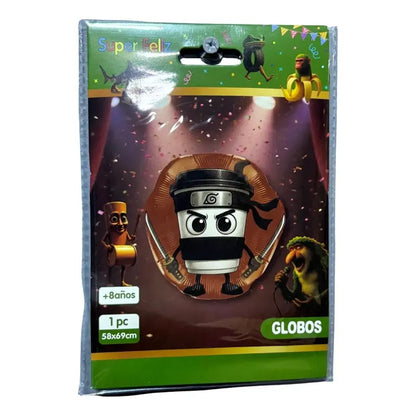 Set 4 Globos Metalizados De Cumpleaños Tralaleros Brainrot Verde