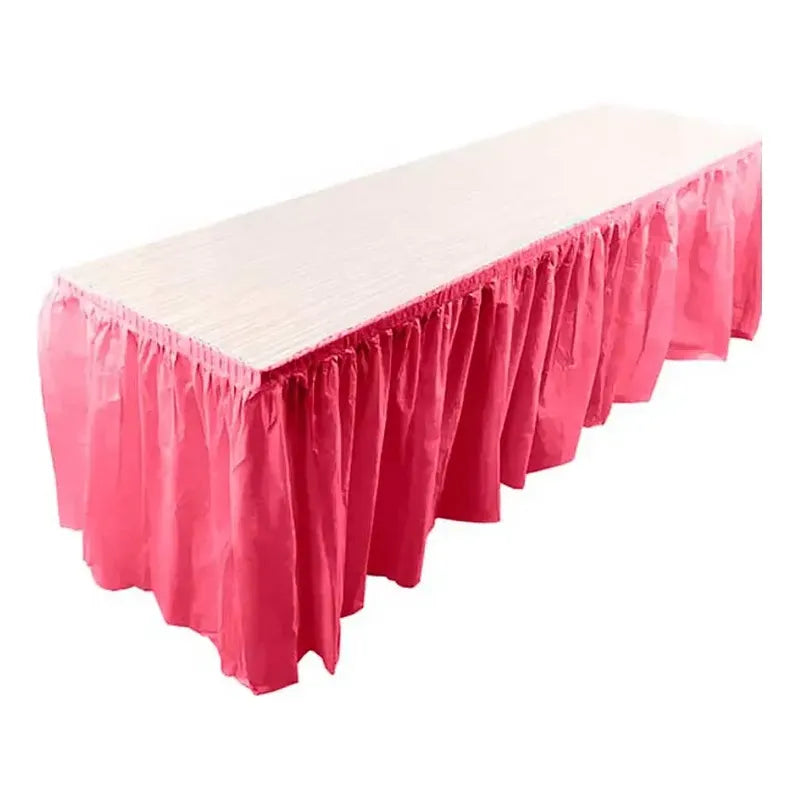 Faldon De Mesa Decoración De Fiestas 74 X 426 Cm Color Fuxia Lisa