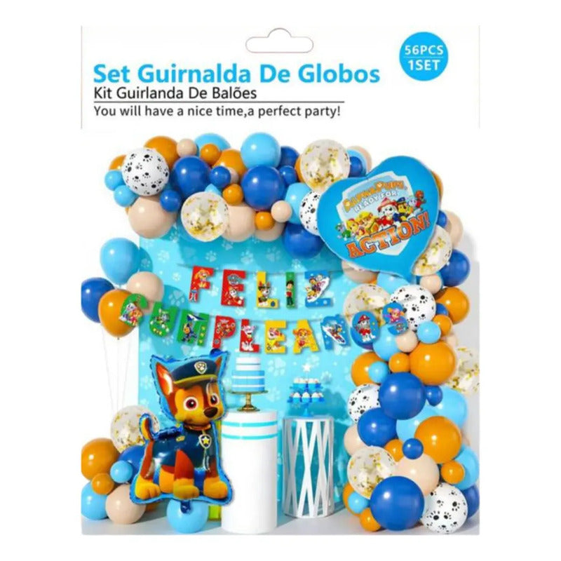 Decoración Globos Candy Bar Paw Patrol Cotillon Cumpleaños Azul