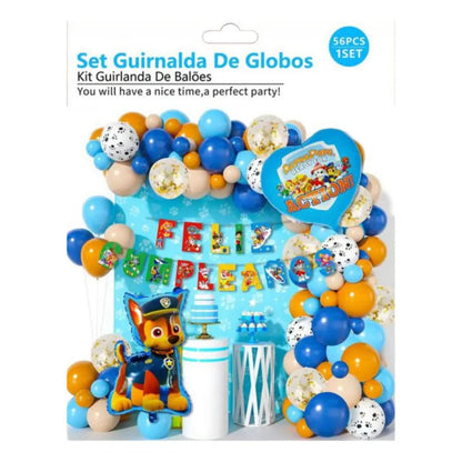 Decoración Globos Candy Bar Paw Patrol Cotillon Cumpleaños Azul