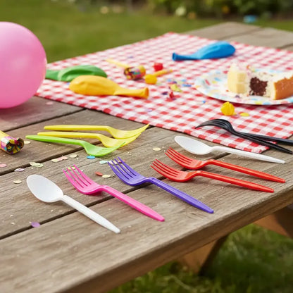 Pack 20 Tenedores Plásticos De Color Para Fiestas