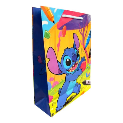 12 Bolsa Stitch Disney Cumpleaños Infantil Cotillón Azul