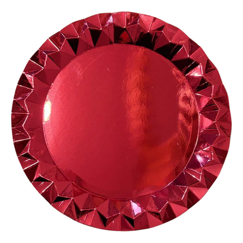 Platos De Torta De Cartón Metalizados 18 Cm Color X 6 Unidad