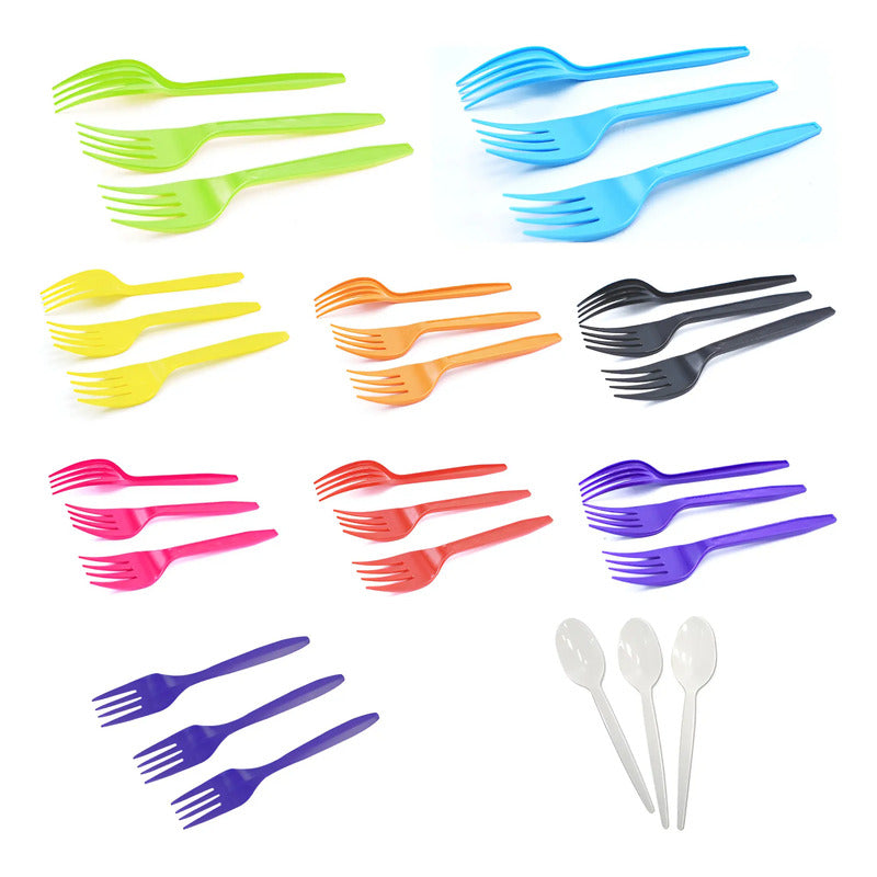Pack 20 Tenedores Plásticos De Color Para Fiestas