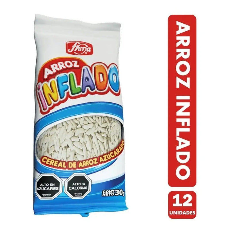 Cereal De Arroz Inflado Para Colación, Fruna - Pack De 12 Un