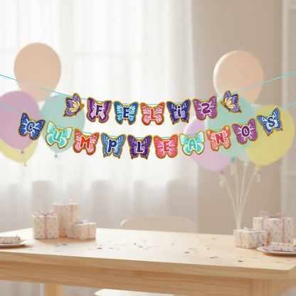 Guirnalda Feliz Cumpleaños Con Diseño De Mariposas Surtido