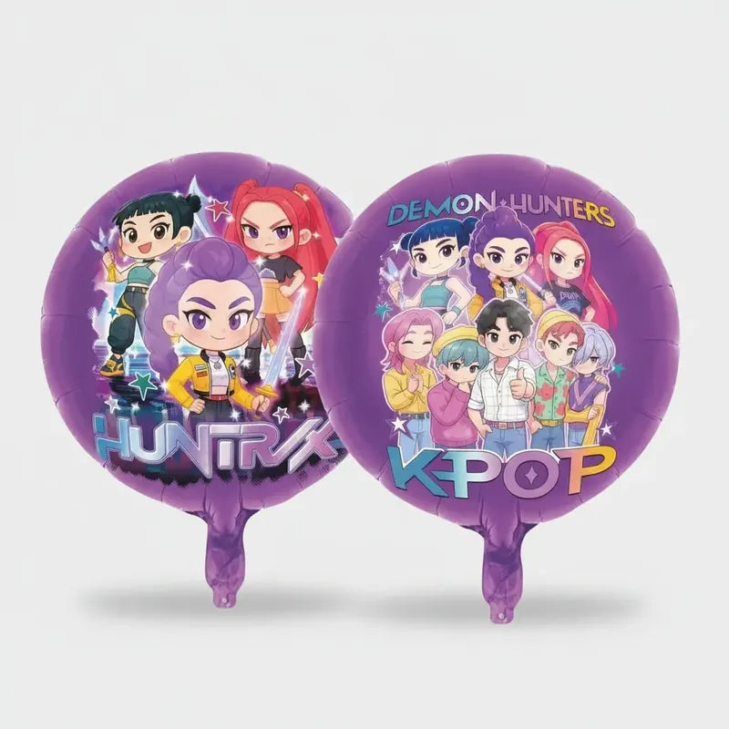 Pack 10 Globos Metálicos Guerreras Kpop Demon Hunters Violeta