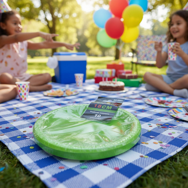 Pack 10 Platos Plásticos De Color A Elección Celebraciones