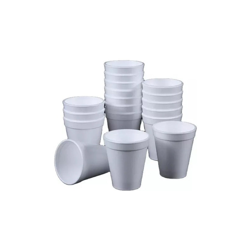 Pack 20 Vasos Desechables De Plumavit 237 Ml ( 8oz) Blanco