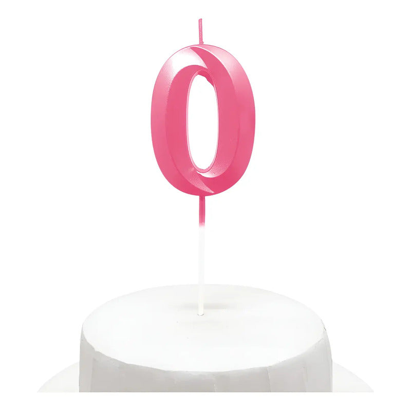 Vela De Cumpleaños Numeral Rosado Brillante 5x7 Cm