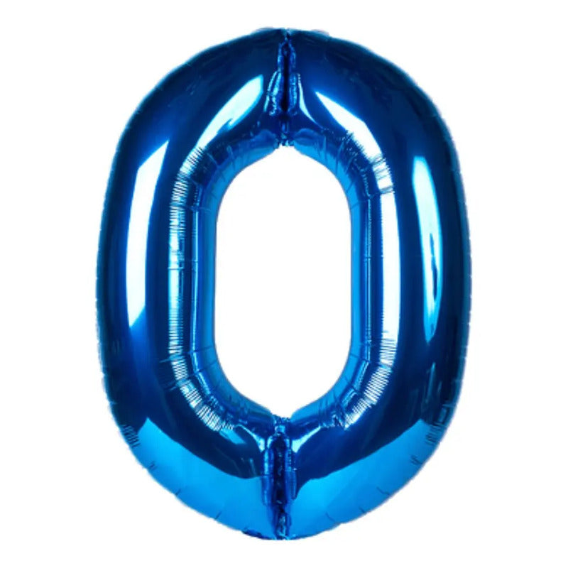 Globo Número Color Azul Metalizado De 101 Cm