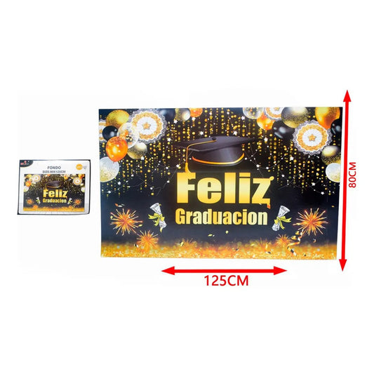 Fondo Fotografico Para Graduacion Dorado Y Negro 80x125cm
