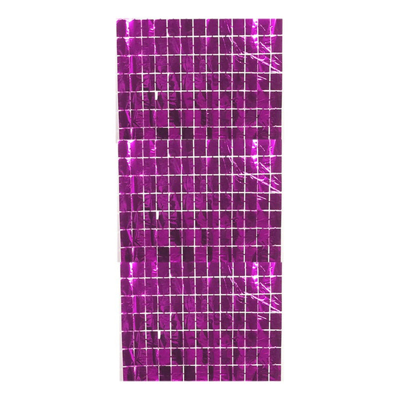 Cortina Cumpleaños Metálica Cuadros Decorativa 100x200 Cm