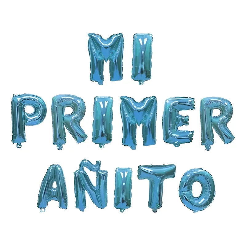 Frase Globo Mi Primer Añito Celeste Cotillon Azul