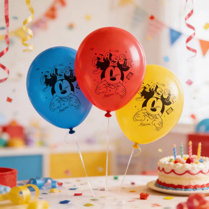 Set Globos Latex Con Impresion Mickey 12 Unidades