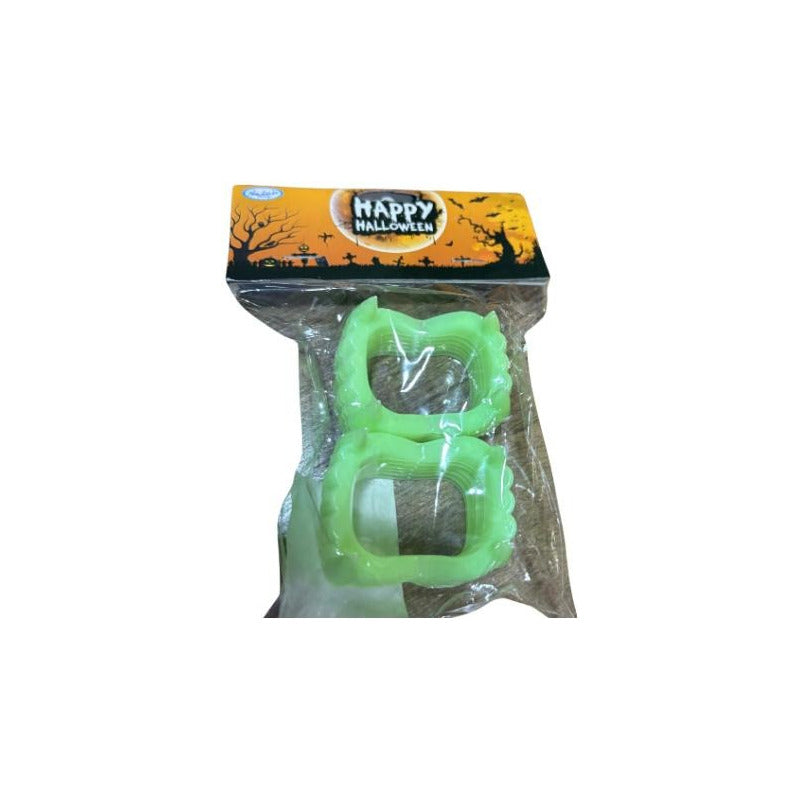 Pack Dientes Vampiro Plástico Fluor X 12 Unidades