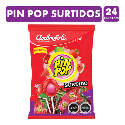 Chupete Pin Pop Surtidos Ambrosoli (24 Unidades)