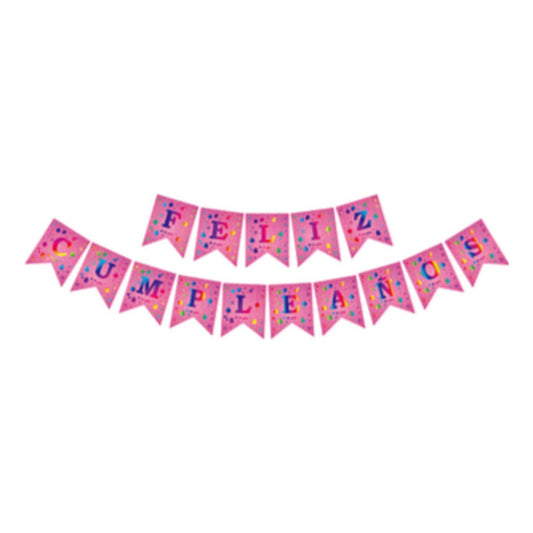 Guirnalda Feliz Cumpleaños Rosada