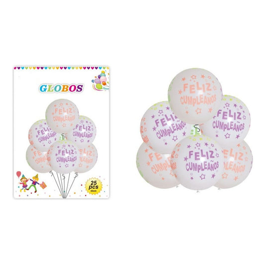 Pack 25 Globos Que Alumbran Flúor-neon (feliz Cumpleaños )