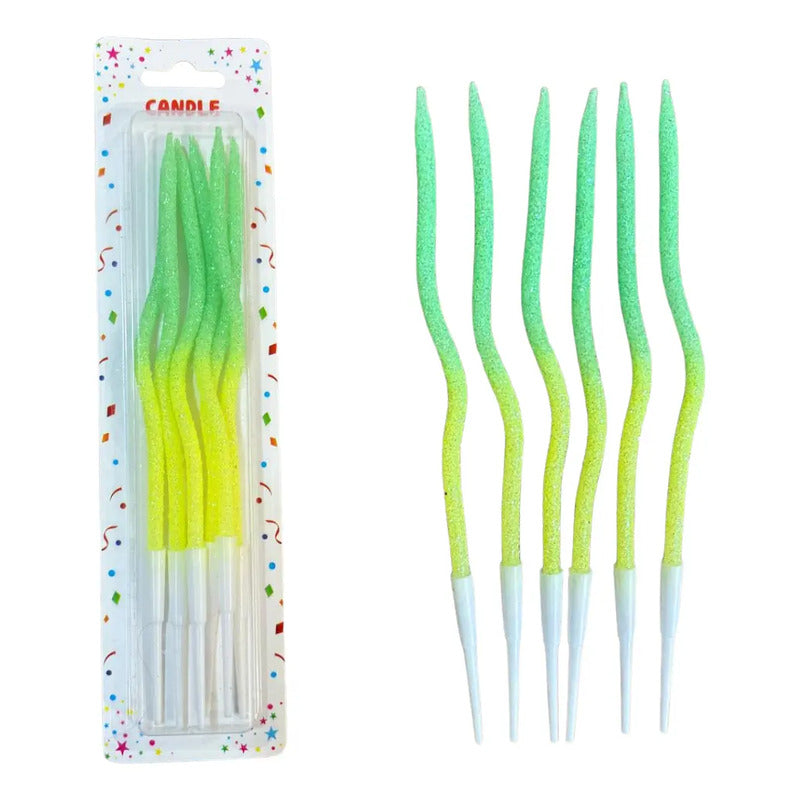 Pack 6 Velas De Cumpleaños Ovaladas Degrade Glitter