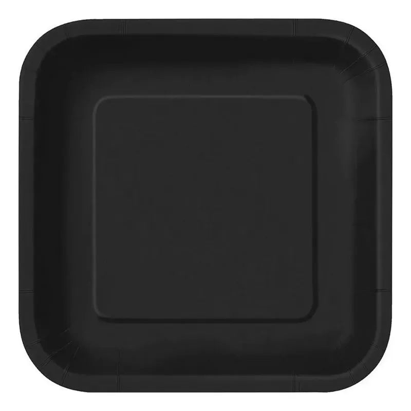 10 Platos De Cartón Cuadrados De Colores Cumpleaños 18 Cm