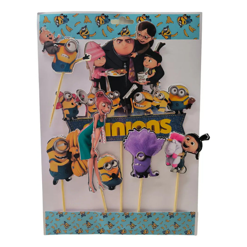 Pack Cotillón 7 Topper De Torta Cumpleaños Minions