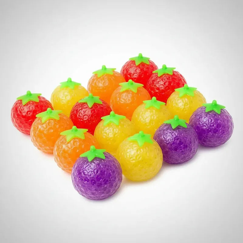 Pack 12 Pelota Antiestrés Squishy Con Orbeez Forma De Frutas Surtido