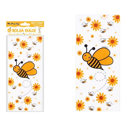 Bolsas Para Dulces Abeja Y Flores Pack 12 Unidades Blanco