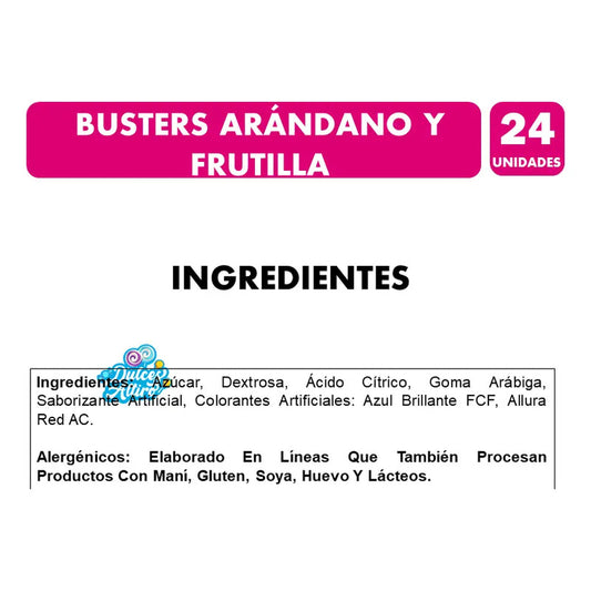 Busters - Dulces Ácidos De Sabor Arándano Frutilla Mabú 24 Unidades